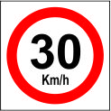 تابلوی "حداکثر سرعت 30 کیلومتر در ساعت" قطر45 کارتن پلاست 